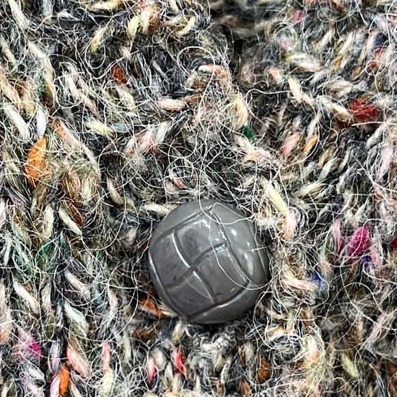 One Step Ahead Wool Knitted Cardigan V Neck Grey Green Orange M - Picture 6 of 10